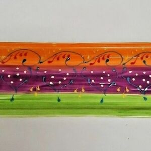 El Avion Ceramica Handcrafted in Spain Bohemian Vibrant Pottery Plate 11"×3"